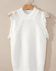 Fringe Mock Neck Sleeveless Sweater