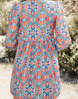 Abstract Long Sleeve Mini Dress