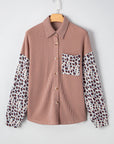 Western Leopard Corded Knit Patchwork Shacket