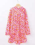 Leopard Long Sleeve Shirt and Shorts Pajama Set