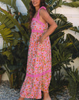 Floral Lace Tied-Strap Empire Waist Maxi Dress