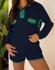 Colorblock Patchwork Pullover and Shorts Set
