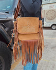 Suede Leather Boot Stitch Crossbody