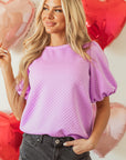 Stevie Textured Puff Sleeve Blouse