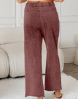 Mineral Wash High Waist Raw Hem Pants