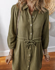 Harmony Textured Button Up Dual Tied Dress