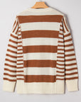 Stripe Patchwork Drop Shoulder Sleeve Sweater