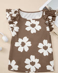 Vada Floral Textured Ruffled Sleeve Blouse