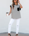 Marie Stripe Chest Pocket Tank Top