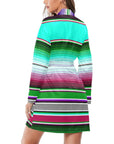 Turquoise Serape Women's Belted Satin Feel Dressing Lounge Robe
