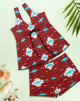 Burgandy Aztec Tankini & Boy Shorts Swim Set