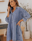 Londyn Buttoned Long Sleeve Denim Mini Dress