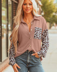 Journee Leopard Ribbed Casual Shacket