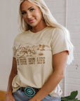 LIVE YOUR BEST LIFE Crew Neck Western Graphic Tee