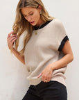 Inaya Beige Batwing Sleeve Sweater Top