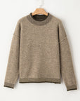 River Contrast Trim Mock Neck Sweater