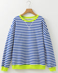 Elliana Stripe Crossed Stitch Drop Shoulder Sweatshirt