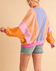 Orchid Petal Colorblock Patchwork Drop Shoulder Top