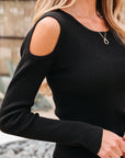 Amaya Ribbed Knit Cold Shoulder Sweater