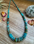 23 inch graduated turquoise necklace tri-color