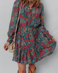 Maria Floral V Neck Puff Sleeve Dress