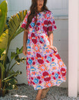 Hannah Floral Tied Front High Waist Long Dress
