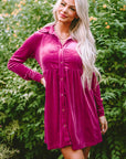 Lennon Long Sleeve Ruffle Velvet Dress