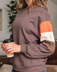 Colorblock Drop Shoulder Pullover Sweatshirt