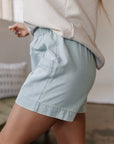 Bianca Light Wash Pocketed Wide Leg Shorts