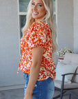 Margo Floral Split Neck Blouse