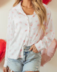 Love Heart Button-Up Drop Shoulder Shirt