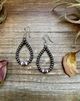 Smaller Sterling saucer Silver Pearls earrings teardrop - With Pink Conch
