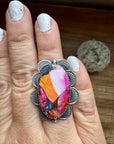 Oval rings - adjustable -Dahlia ring and sterling silver