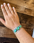 Cuff - Sterling silver Cuff Bracelet with 3 stone Sonoran gold turquoise