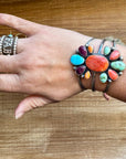 Cuff Bracelet - Mix Stone turquoise and Shell & Sterling Silver