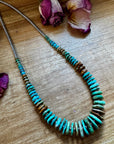 Tri-Color Turquoise & Hematite Necklace – 23"