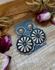 Concho Dangle Earrings – Sterling Silver – Native Made by E. Tahe