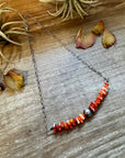 Paperclip Chain Necklace – Spiny Oyster Chip & Sterling Silver Pearl