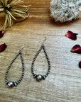 3 mm Sterling Silver Pearls earrings teardrop with 10 mm