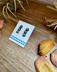 Triple Kingman Turquoise Stud Earrings – Sterling Silver, USA Made