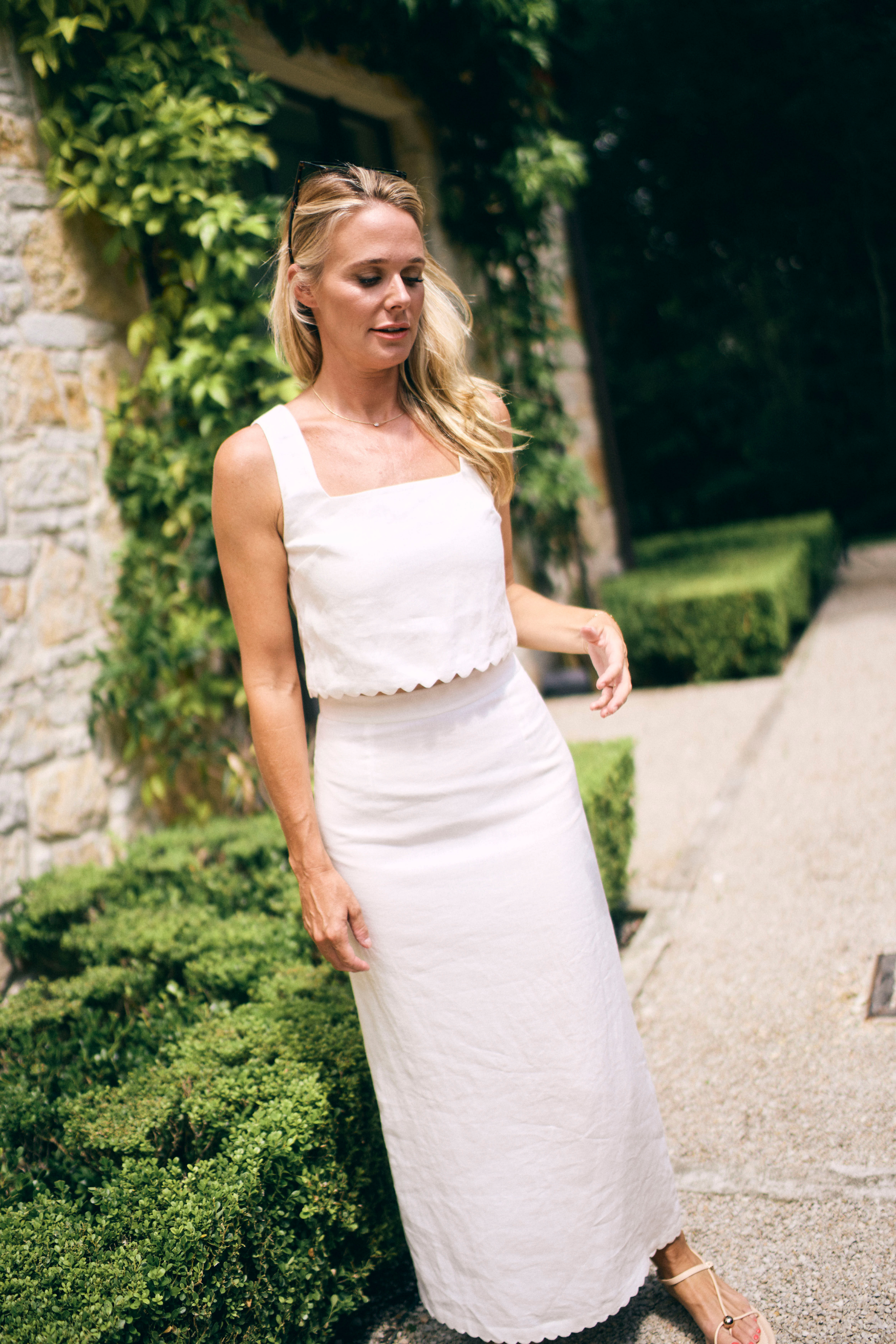 MASON'S DAUGHTER | Ella Scallop Maxi Skirt, White Linen