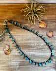 24 inch long shell and turquoise necklace