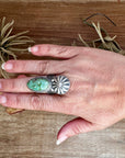 Green Turquoise Concho Ring – Size 9 – Navajo Handmade by Boyd Ashley