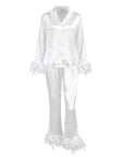 Heavenly Feathered Silk Pajamas in color options