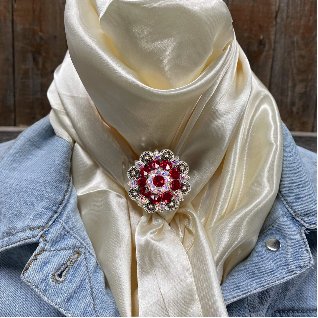 35X35" Solid Cream Wild Rag / Scarf WRS11 - Crystal Concho Wild Rag Slides - Assorted