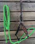 Lime Flower Power Tooled Lariat & Leather Combo Halter