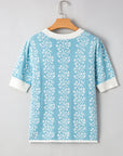 Leilani Floral Crewneck Short Sleeve Sweater