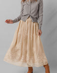 Vivienne Embroidered Mesh Overlay Long Skirt