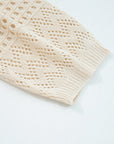 Solid Hollowed Knit Open Front Cardigan Sweater