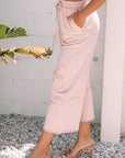 Gabriella Mineral Washed Terry Knit Cropped Wide Leg Pants